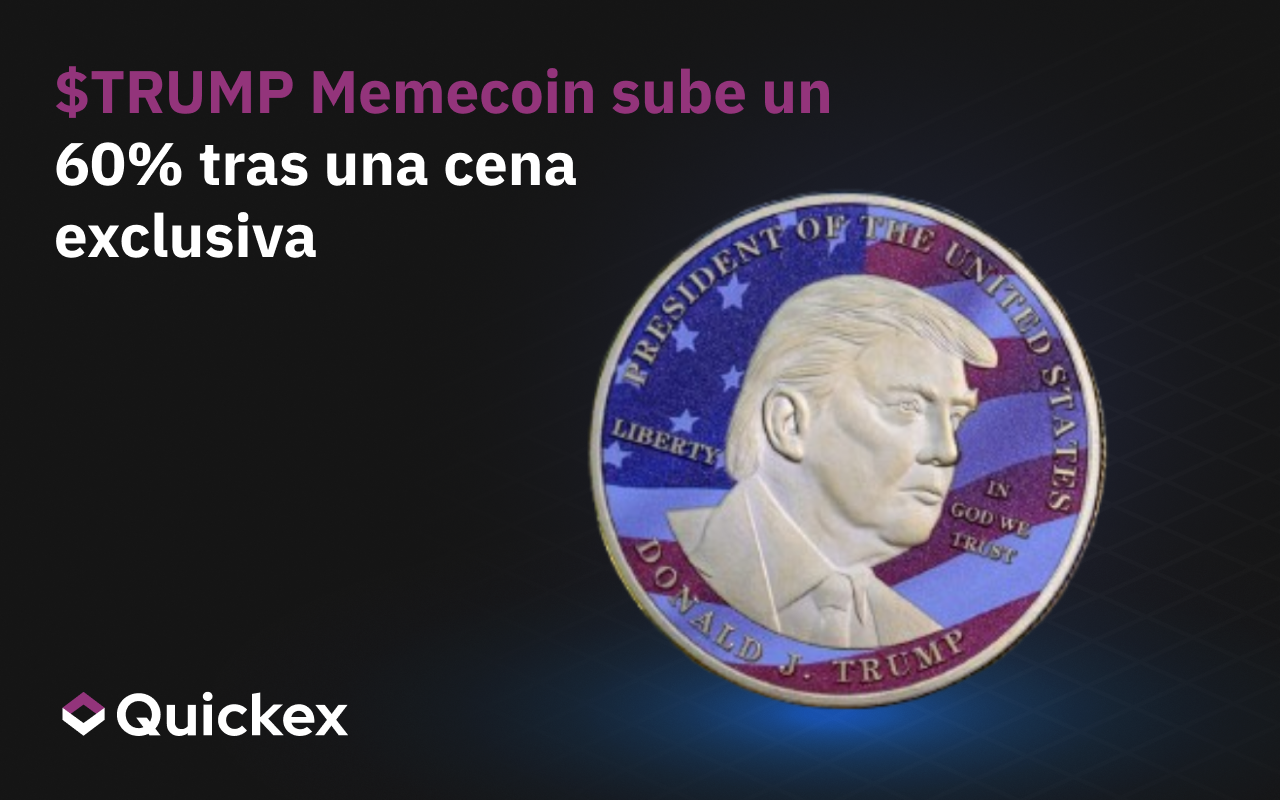 La memecoin $TRUMP de Donald Trump sube un 60% tras el anuncio de una cena exclusiva