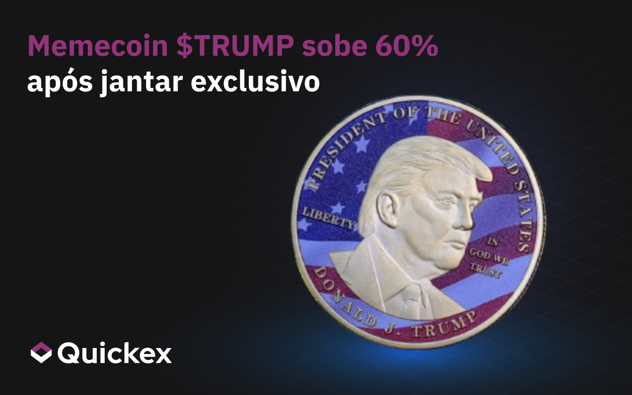 A memecoin $TRUMP de Donald Trump sobe 60% após o anúncio do jantar exclusivo