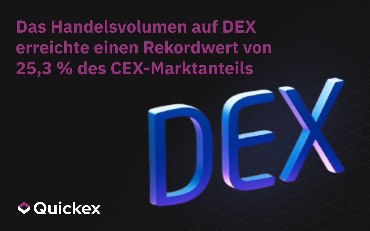 Das Handelsvolumen auf DEX erreichte einen Rekordwert von 25,3 % des CEX-Marktanteils