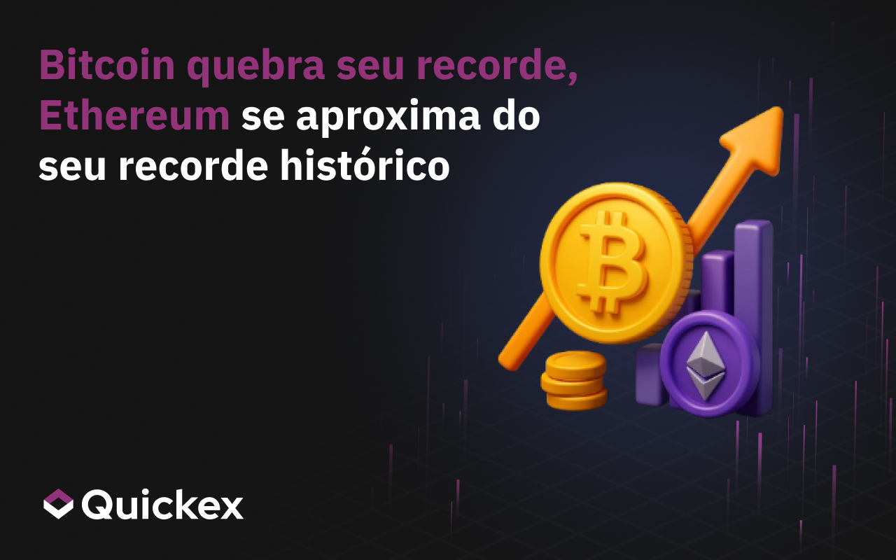 Bitcoin bate o seu recorde, Ethereum aproxima-se do ATH