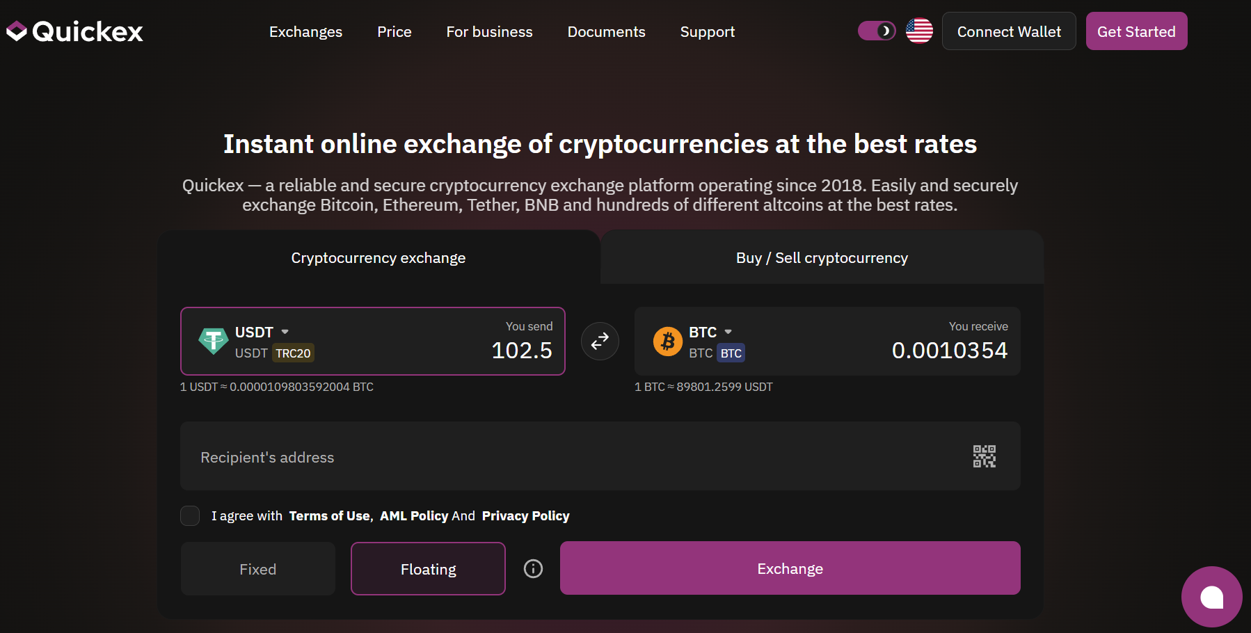 how to exchange coins on Quickes