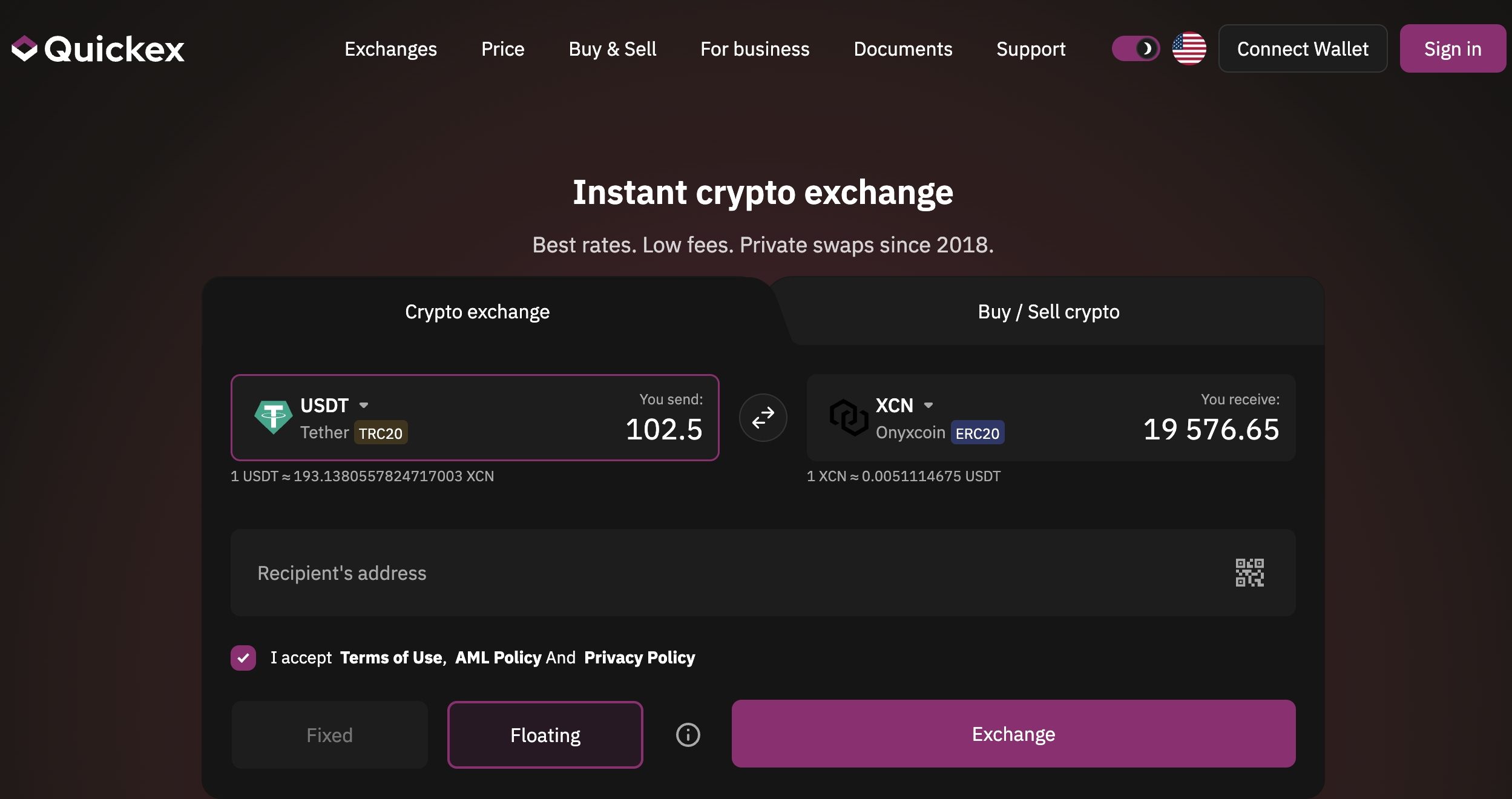 exchange XCN