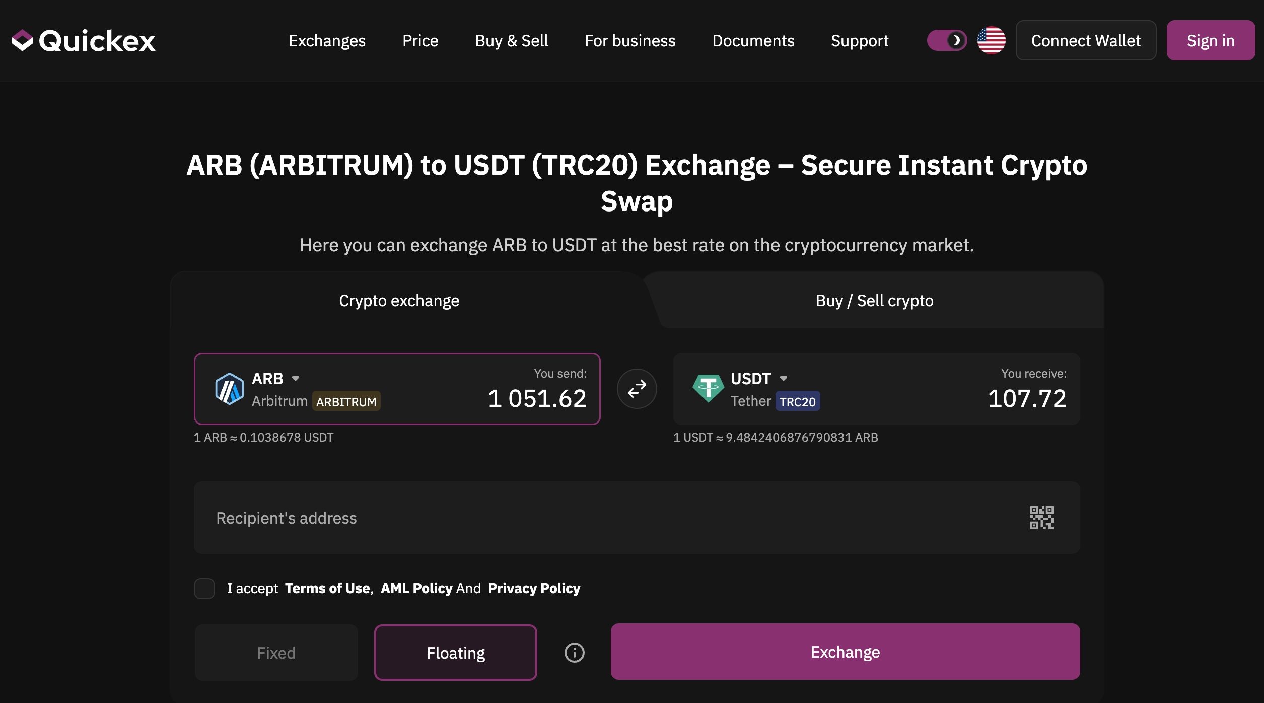 exchange arb to usdt
