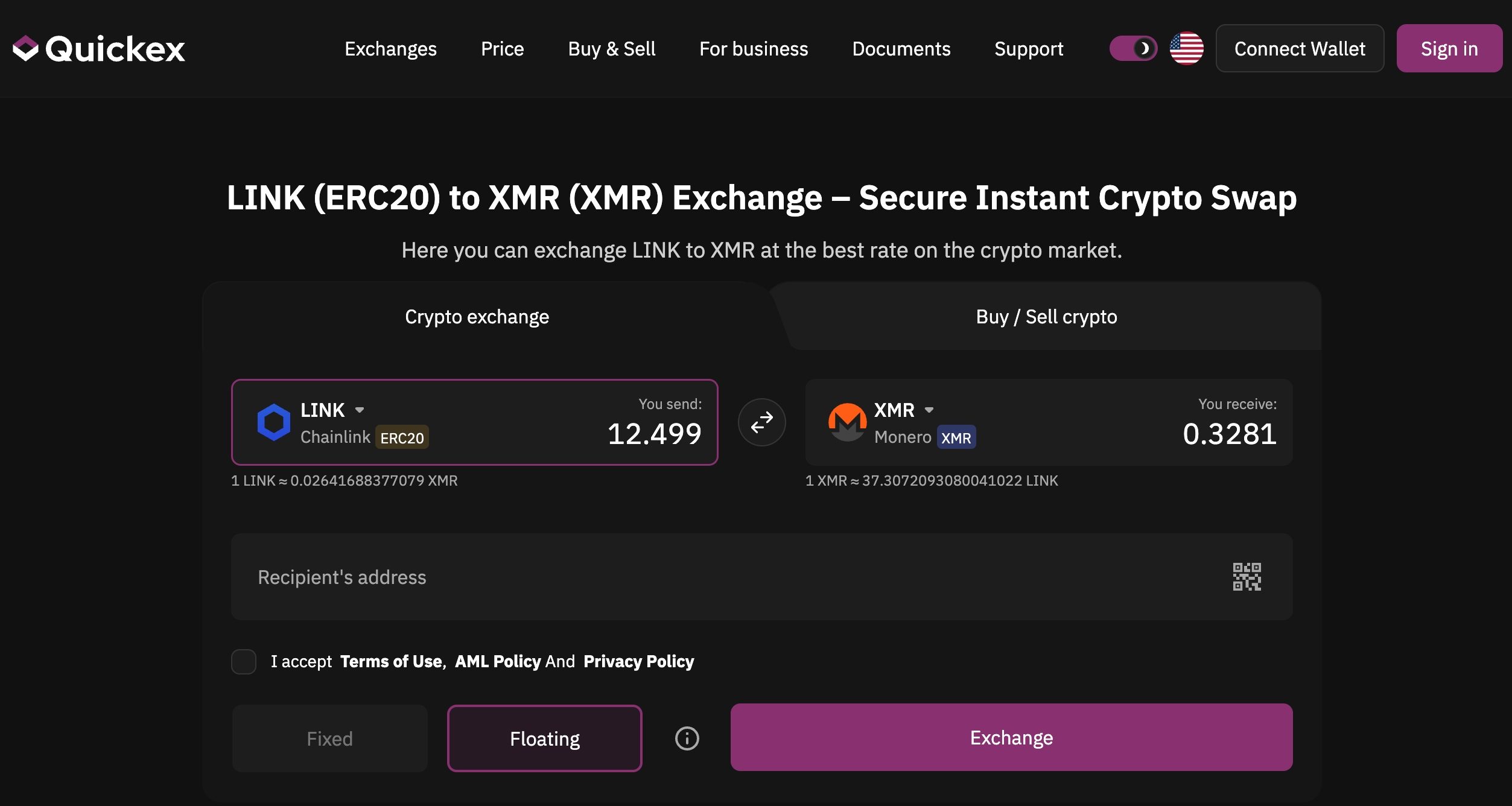 exchange chainlink