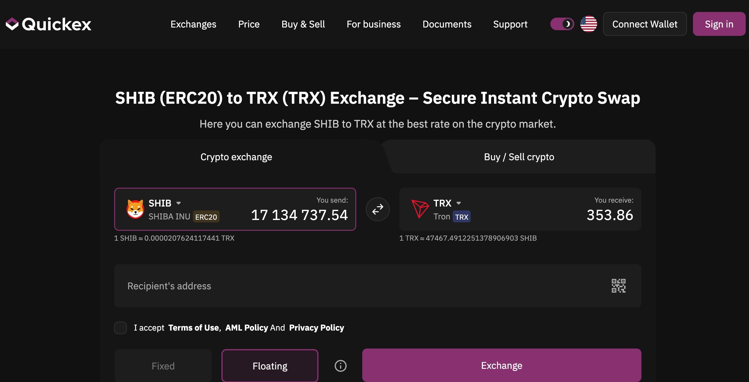 exchange shiba inu