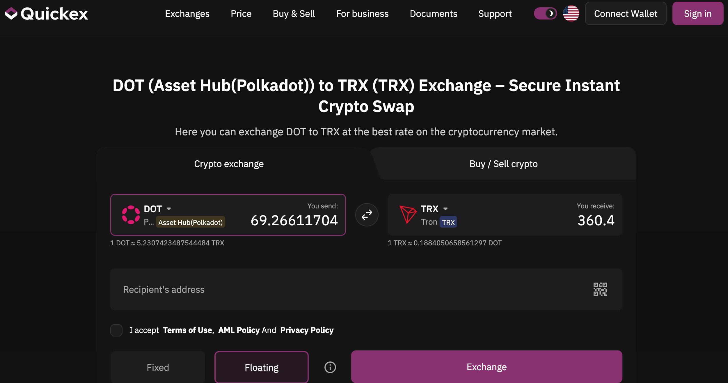 exchange dot