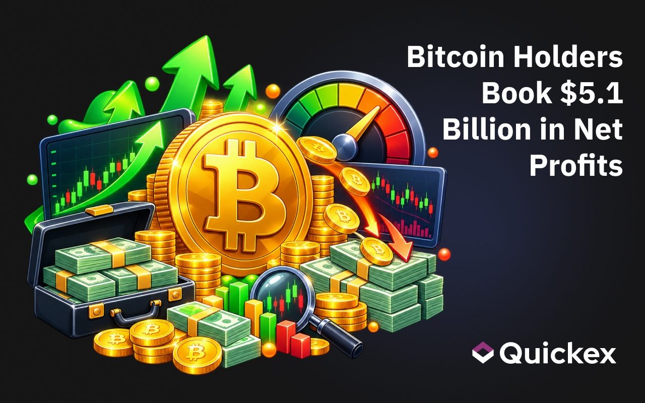 Bitcoin Holders Book $5.1 Billion in Net Profits — Selling Intensity Closer to Late 2023 Than Cycle Peaks